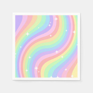 Twee Groovy   Retro Pastel Regenboog 2e Verjaardag Servet