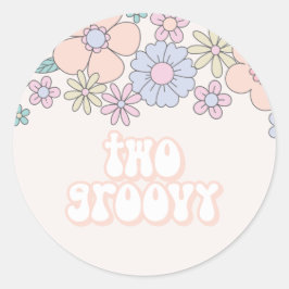 Twee Groovy Retro pastelkleurige bloemen 2de verja Ronde Sticker