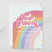 Twee Groovy Retro Rainbow 2e Birthday Uitnodiging (Voorkant)
