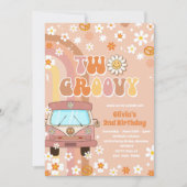 Twee Groovy Retro Rainbow 2e Birthday Uitnodiging (Voorkant)