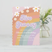 Twee Groovy Retro Rainbow 2e verjaardag Kaart (Staand voorkant)