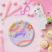 Twee Groovy Retro Rainbow 2e verjaardag Papieren Bordje (Feest)