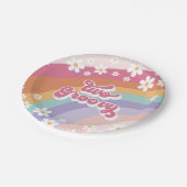 Twee Groovy Retro Rainbow 2e verjaardag Papieren Bordje (Gekanteld)