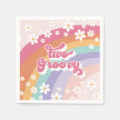 Twee Groovy Retro Rainbow 2e verjaardag Servet (Voorkant)