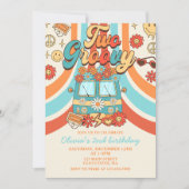 Twee Groovy Retro Rainbow 2e verjaardagsfeestje Kaart (Voorkant)