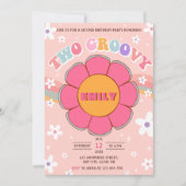 Twee Groovy Retro Rainbow 2e verjaardagsfeestje Kaart (Voorkant)