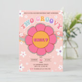 Twee Groovy Retro Rainbow 2e verjaardagsfeestje Kaart (Staand voorkant)