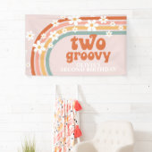 Twee Groovy Retro Rainbow Daisy Birthday Banner (Insitu)