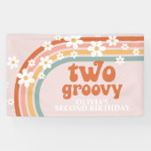 Twee Groovy Retro Rainbow Daisy Birthday Banner (Horizontaal)