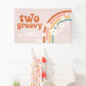 Twee Groovy Retro Rainbow Daisy Birthday Banner (Insitu)
