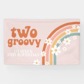 Twee Groovy Retro Rainbow Daisy Birthday Banner (Horizontaal)