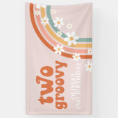 Twee Groovy Retro Rainbow Daisy Birthday Banner (Verticaal)
