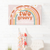Twee Groovy Retro Rainbow Daisy Birthday Banner (Insitu)