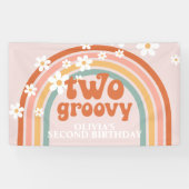 Twee Groovy Retro Rainbow Daisy Birthday Banner (Horizontaal)