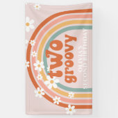 Twee Groovy Retro Rainbow Daisy Birthday Banner (Verticaal)