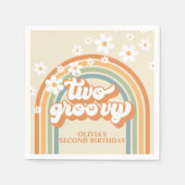 Twee Groovy Retro Rainbow Daisy Birthday Servet (Voorkant)
