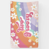 Twee Groovy Retro Regenboog 2de Verjaardag Spandoek (Verticaal)