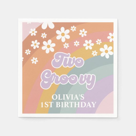 Twee Groovy Retro Regenboog Servet (Voorkant)