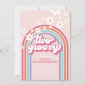 Twee Groovy Retro Regenboog Uitnodiging (Voorkant)