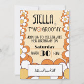 Twee Groovy Retro Sinaasappel Flower Power 2e Verj Kaart (Voorkant)