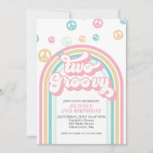 Twee Groovy Retro Summer Rainbow-uitnodiging Kaart (Voorkant)