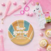 Twee Groovy Retro Sunshine Boy 2de verjaardag Papieren Bordje (Feest)