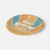 Twee Groovy Retro Sunshine Boy 2de verjaardag Papieren Bordje (Gekanteld)
