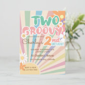 Twee Groovy Retro Sunshine Daisy Boho 2e Verjaarda Kaart (Staand voorkant)