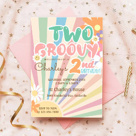 Twee Groovy Retro Sunshine Daisy Boho 2e Verjaarda Kaart