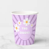 Twee groovy Retro Sunshine Girl Tweede verjaardag Papieren Bekers (Achterkant)