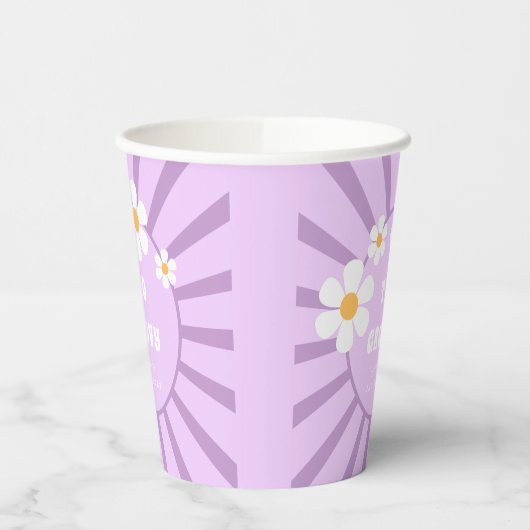 Twee groovy Retro Sunshine Girl Tweede verjaardag Papieren Bekers (Links)