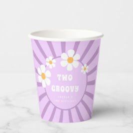 Twee groovy Retro Sunshine Girl Tweede verjaardag Papieren Bekers
