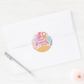 Twee Groovy Retro Sunshine Rainbow Daisy Ronde Sticker (Envelop)