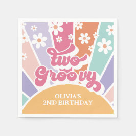 Twee Groovy Retro Sunshine Rainbow Daisy Servet