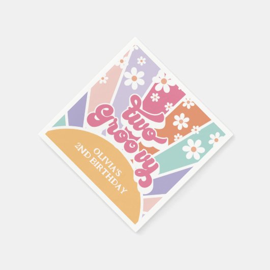 Twee Groovy Retro Sunshine Rainbow Daisy Servet (Hoek)