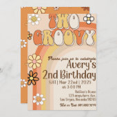 Twee groovy retro verjaardagsuitnodigingen kaart (Voorkant / Achterkant)