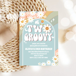 Twee Groovy Retro Verjaardagsuitnodigingen Kaart