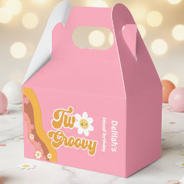 Twee groovy retro vintage tweede verjaardag bedankdoosjes