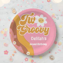 Twee groovy retro vintage tweede verjaardag
