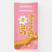 Twee groovy retro vintage tweede verjaardag spandoek (Verticaal)