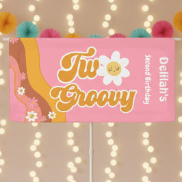 Twee groovy retro vintage tweede verjaardag spandoek