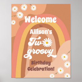 Twee Groovy Retro Welkom Hippie Daisy Birthday Poster