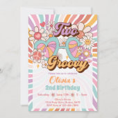 Twee Groovy Retro Zomer 2e Verjaardag Uitnodiging (Voorkant)
