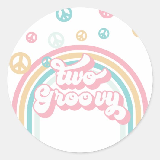 Twee Groovy Retro Zomer Regenboog Ronde Sticker (Voorkant)
