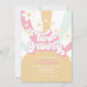 Twee Groovy Retro Zonneschijn Zomer Uitnodiging (Voorkant)