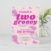 Twee Groovy Roze Bloemen Paisley Hippie Theme Kaart (Staand voorkant)