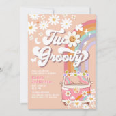 Twee Groovy Roze Daisy Rainbow Hippie 2e verjaarda Kaart (Voorkant)