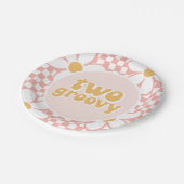 Twee Groovy Roze Daisy Schaken Papieren Bordje (Gekanteld)
