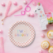 Twee Groovy Roze Daisy Schaker Papieren Bordje (Feest)