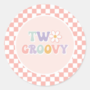 Twee Groovy Roze Daisy Schaker Ronde Sticker